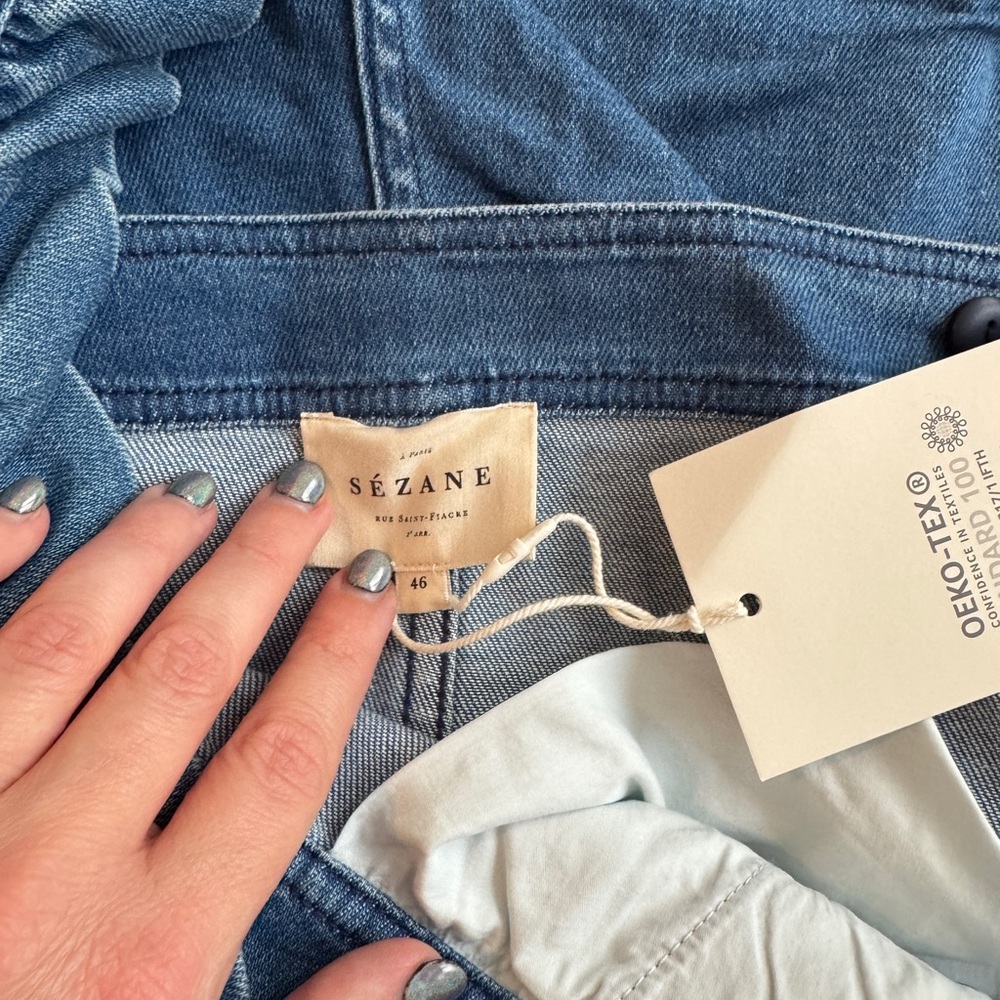 Sezane Rosario Jumpsuit Bleu Denim Clair - Size 46